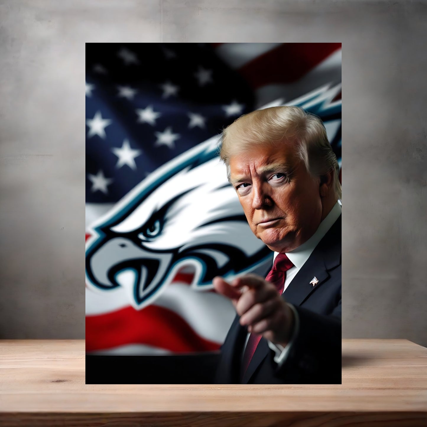 Philadelphia Eagles and Donald Trump poster on aluminum print. Multiple sizes available. B