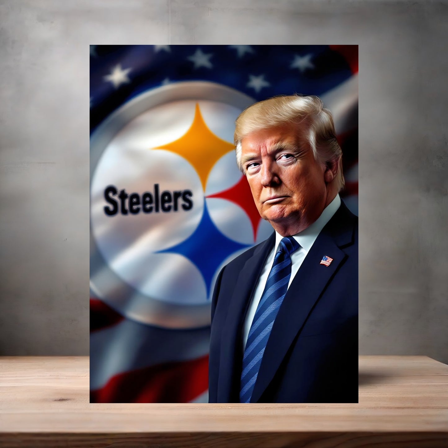 Pittsburgh Steelers and Donald Trump poster on aluminum print. Multiple sizes available. a