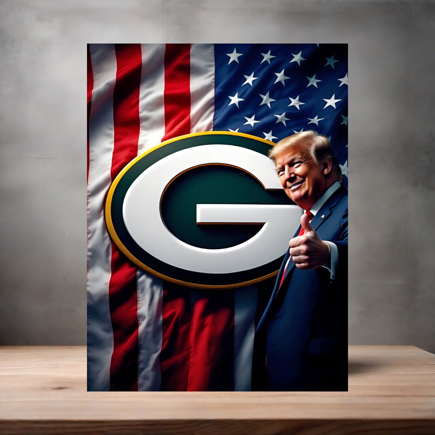 Green Bay Packers and Donald Trump poster on aluminum print. Multiple sizes available. a