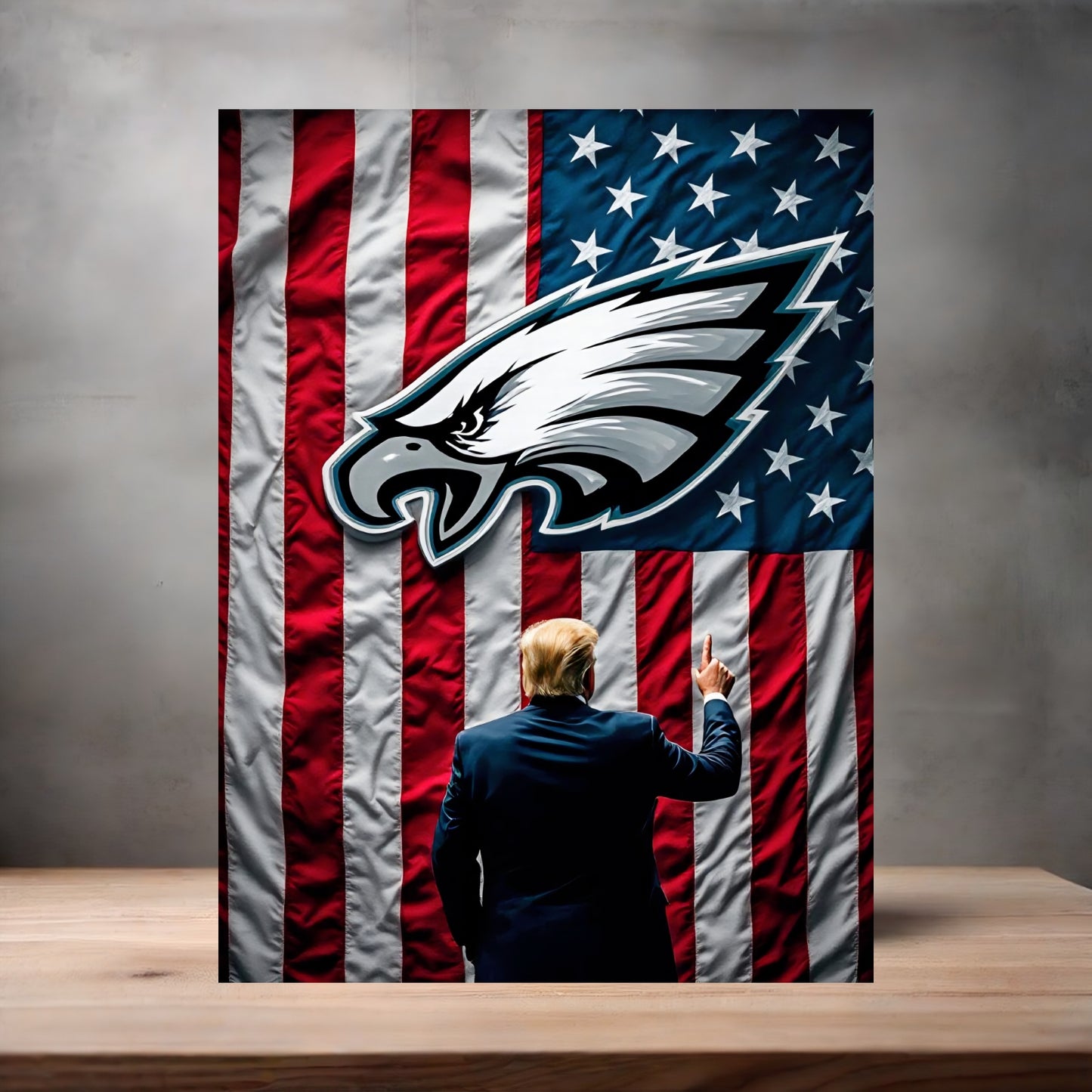 Philadelphia Eagles and Donald Trump poster on aluminum print. Multiple sizes available. A