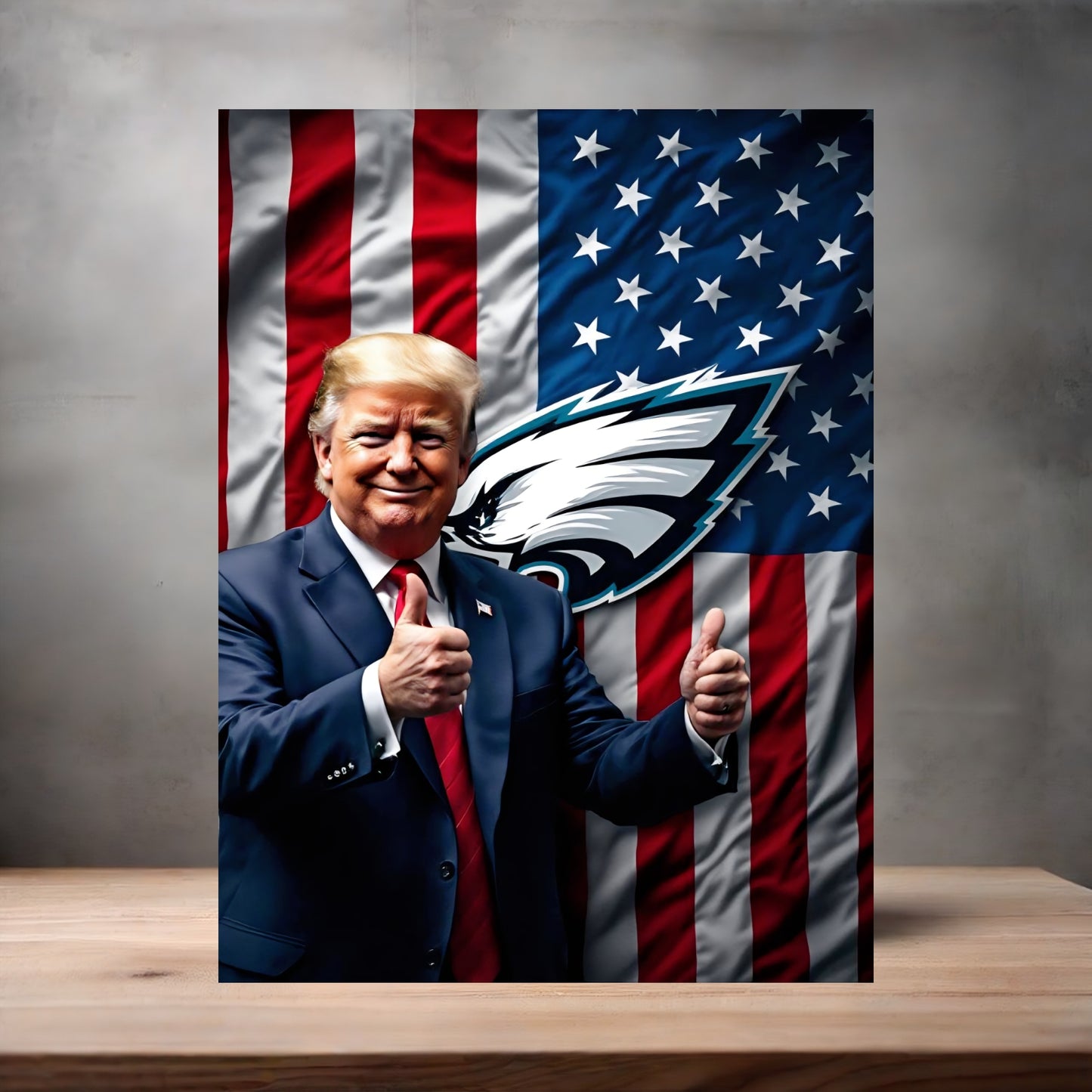 Philadelphia Eagles and Donald Trump poster on aluminum print. Multiple sizes available. F