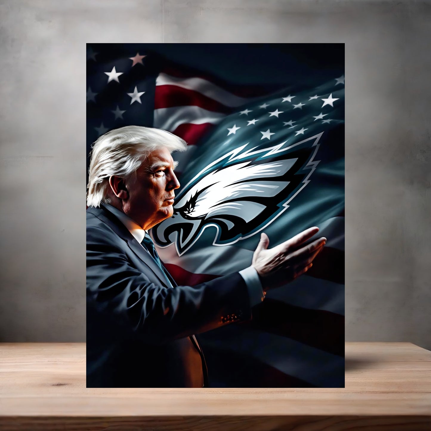 Philadelphia Eagles and Donald Trump poster on aluminum print. Multiple sizes available. D