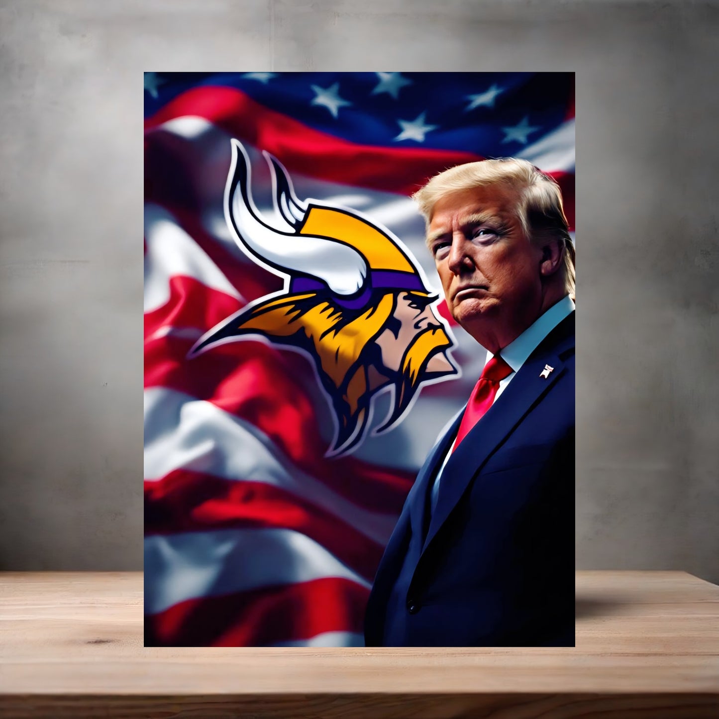 Minnesota Vikings and Donald Trump poster on aluminum print. Multiple sizes available.