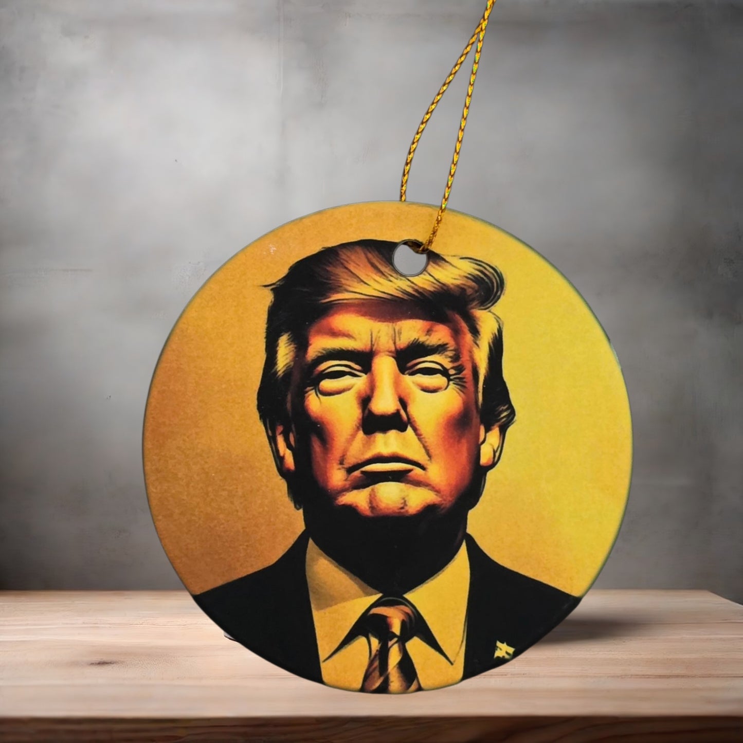 Donald Trump 3" round ceramic Christmas ornament. Set of 8 ornaments
