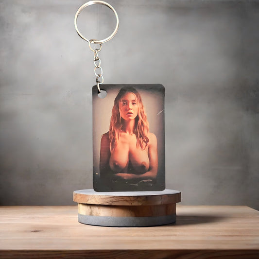 Sydney Sweeney nude poster keychain.