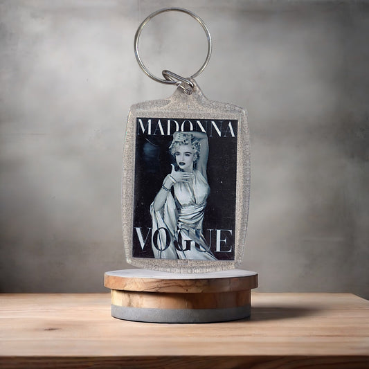 Madonna Vogue poster keychain on aluminum prints.
