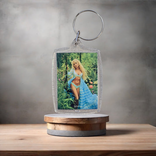 Sexy Sabrina Carpenter Rolling Stone poster keychain on aluminum prints.