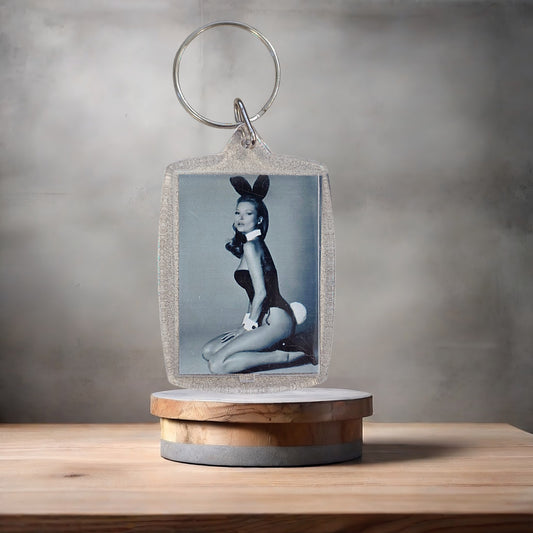 Playboy Bunny Kate Moss keychain on aluminum prints. Adult
