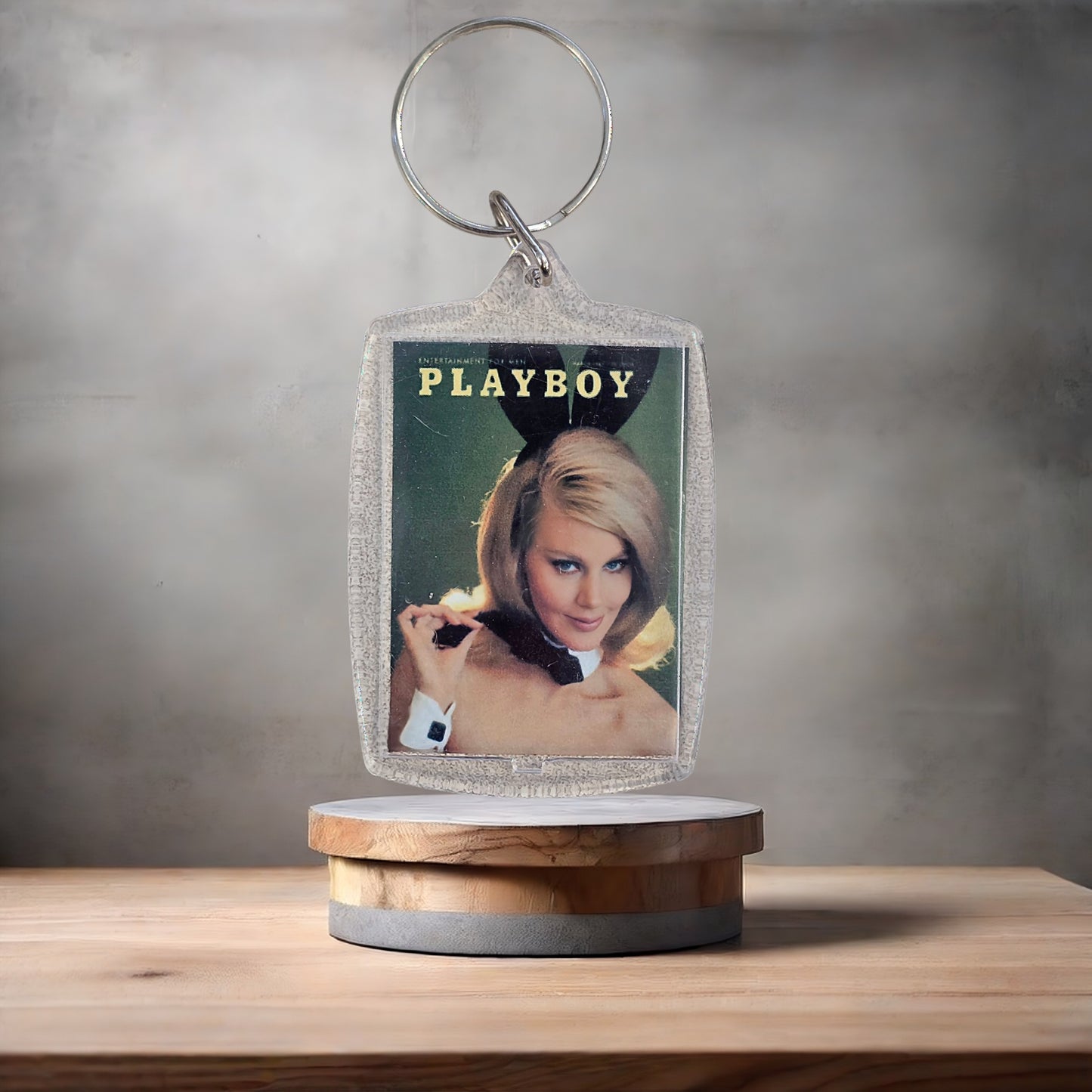 March 1967 Playboy magazine cover keychain on aluminum prints. Adult