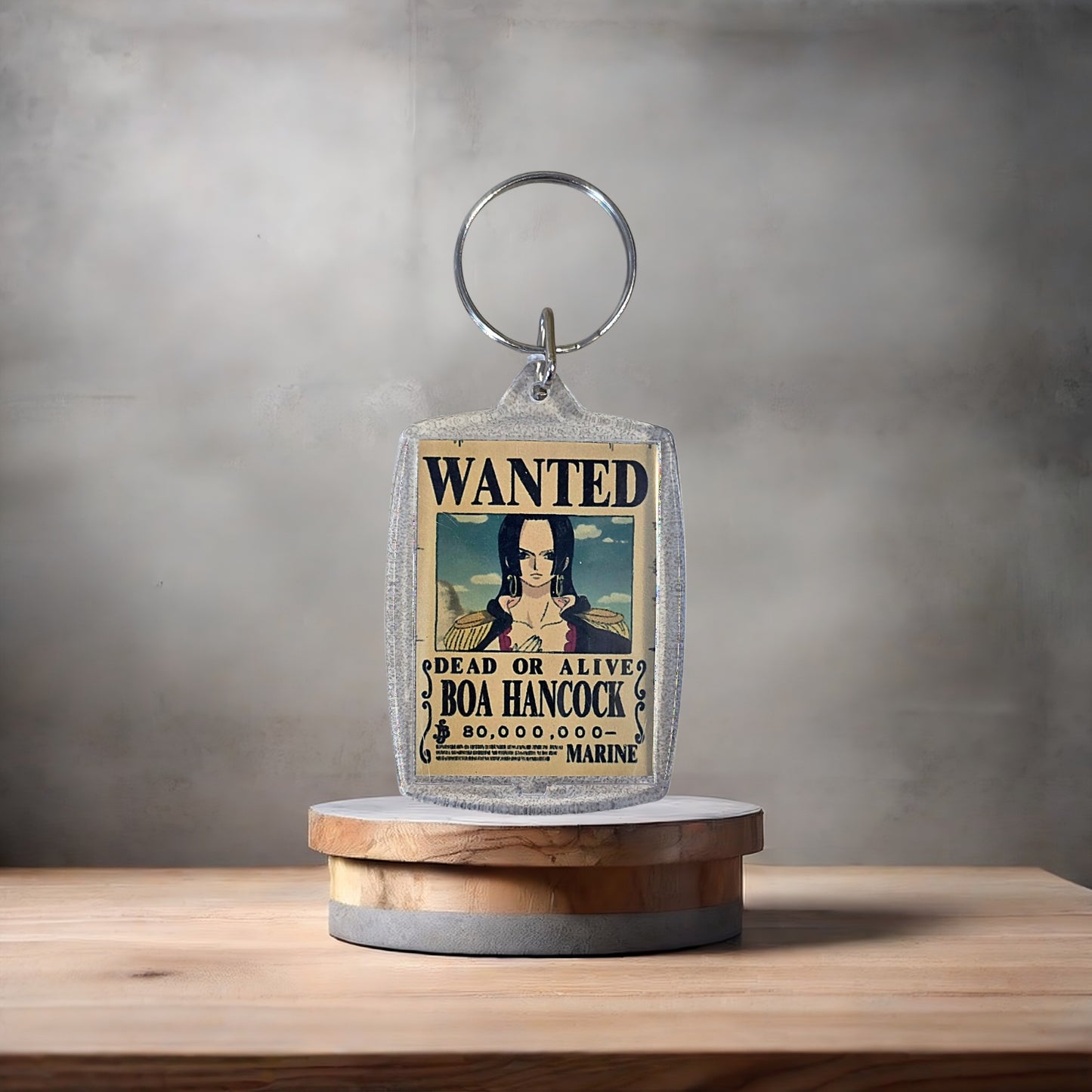 One Piece Anime Wanted poster keychain on 2 aluminum prints. Boa Hancock