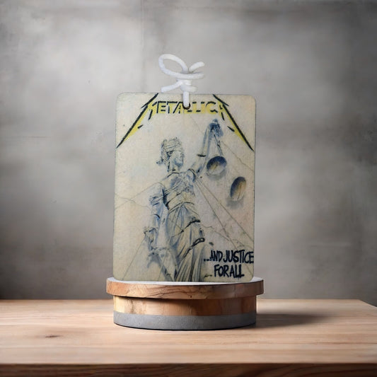 Metallica car air freshener. Many scents to choose from. And Justice For All, white