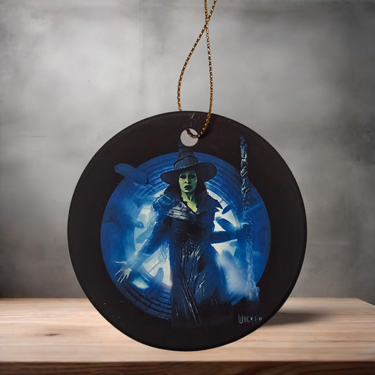 Wicked movie Christmas ornament , 3" round ceramic. v4