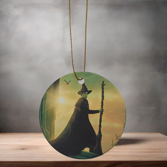 Wicked movie Christmas ornament , 3" round ceramic. v3