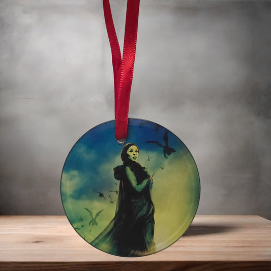 Wicked movie Christmas ornament , 3" round glass