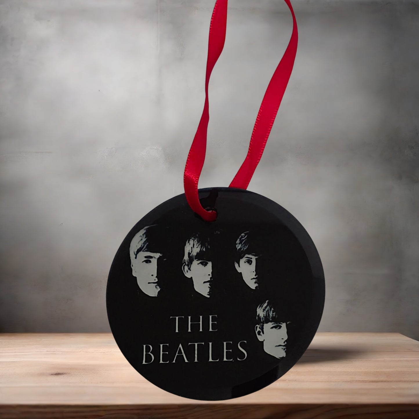 The Beatles Christmas ornament , 3" round glass