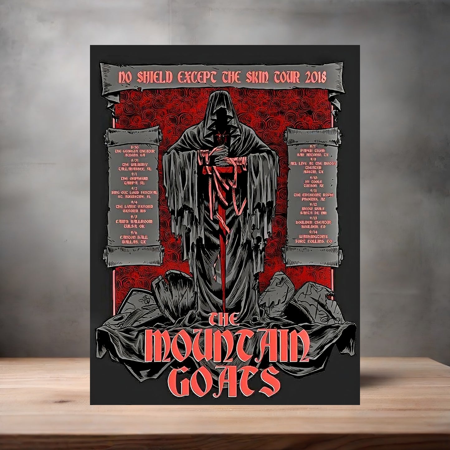 Mountain Goats concert poster on aluminum print. Multiple sizes available. v9