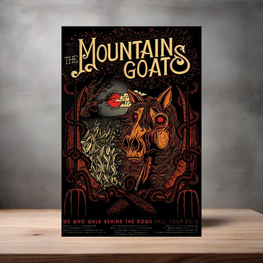 Mountain Goats concert poster on aluminum print. Multiple sizes available.