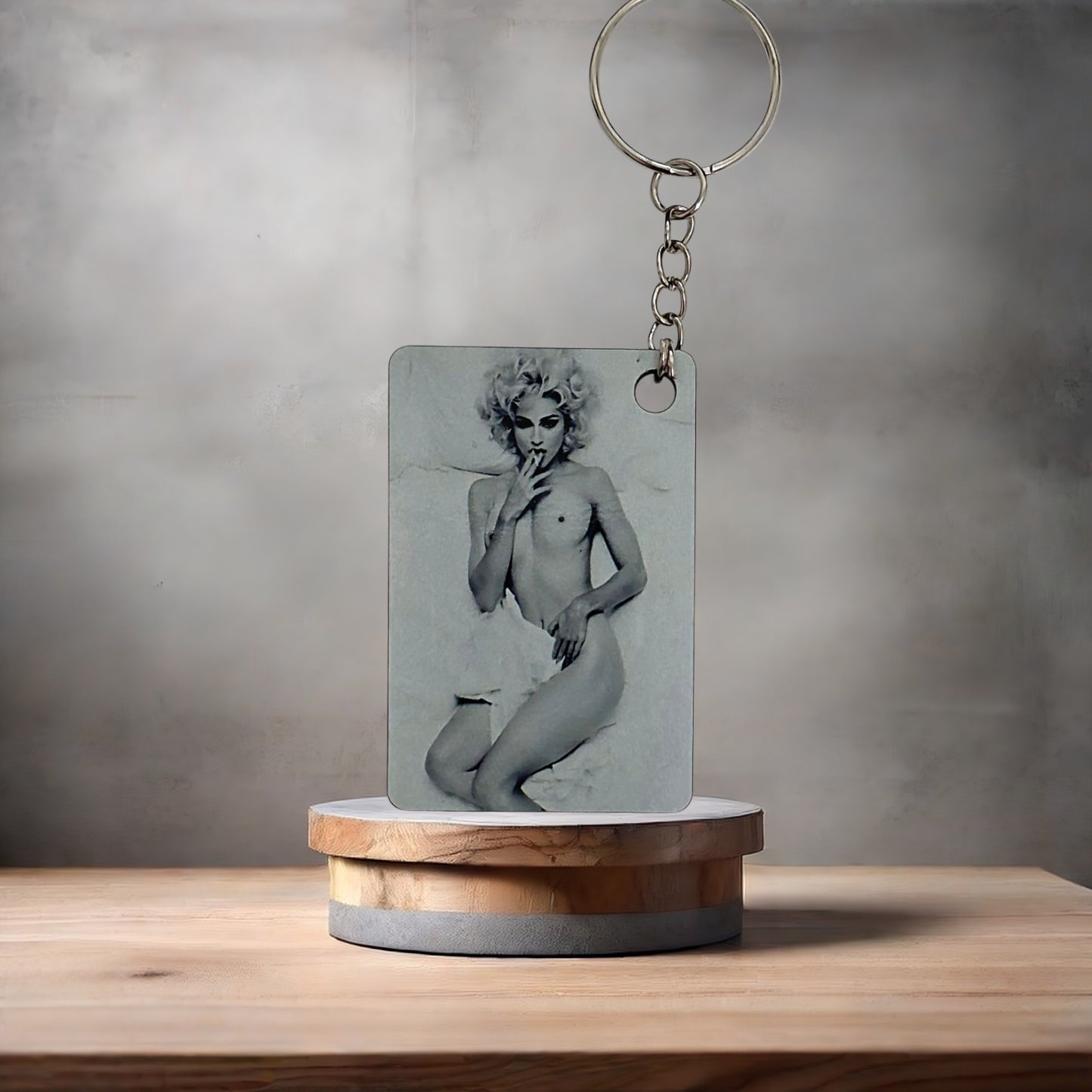 Nude Madonna black and white keychain.