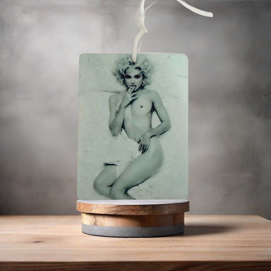 Nude Madonna black and white car air freshener. Many scents to choose from.