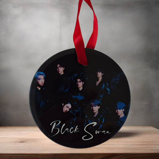 KPOP BTS Black Swan Christmas ornament , 3" round glass