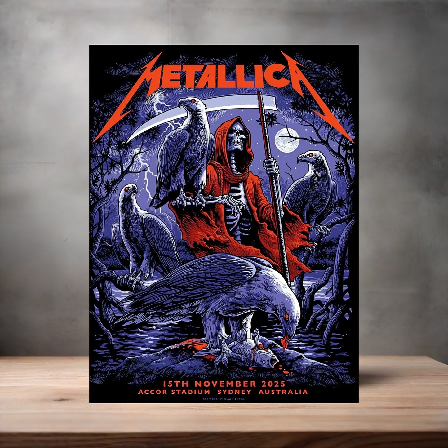 Metallica poster on aluminum print. Multiple sizes available. Sydney Australia concert