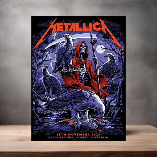 Metallica poster on aluminum print. Multiple sizes available. Sydney Australia concert