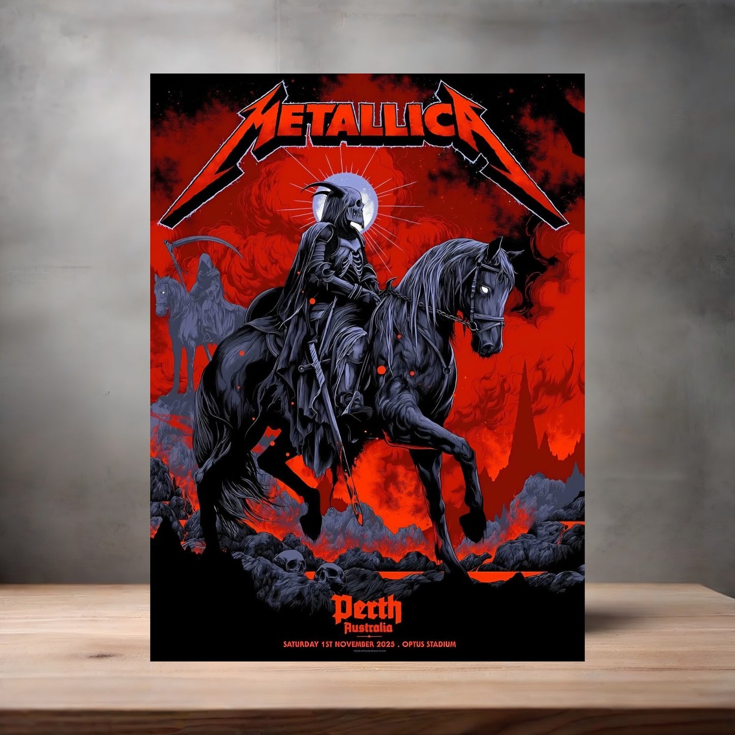 Metallica poster on aluminum print. Multiple sizes available. Perth Australia concert