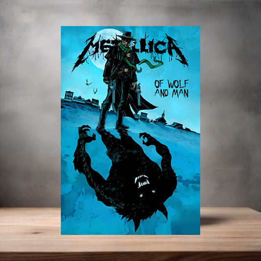 Metallica poster on aluminum print. Multiple sizes available. Of Wolf and Man