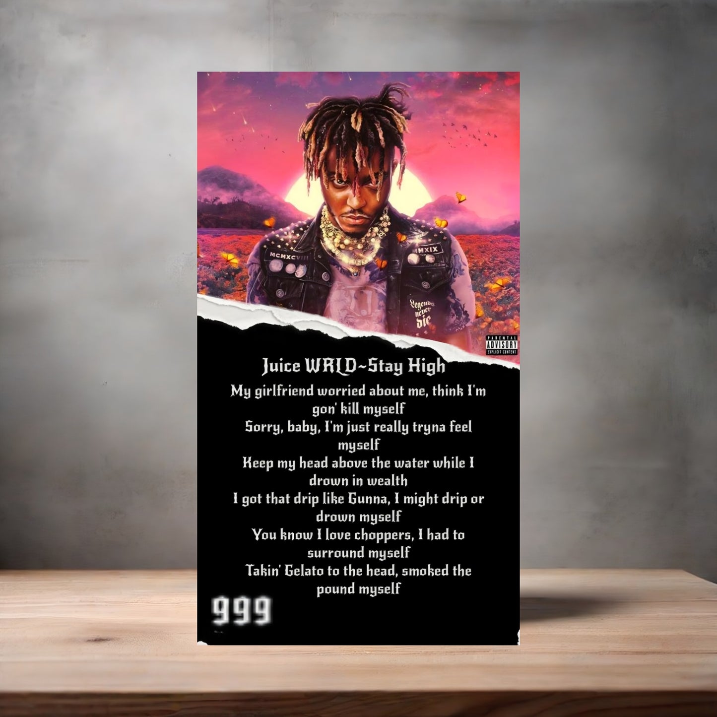 Juice Wrld poster on aluminum print. Multiple sizes available. 4