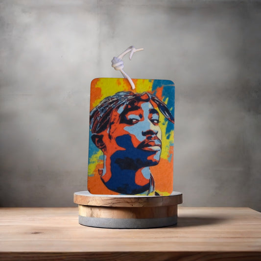 Tupac colorful car air freshener. Many scents to choose from.