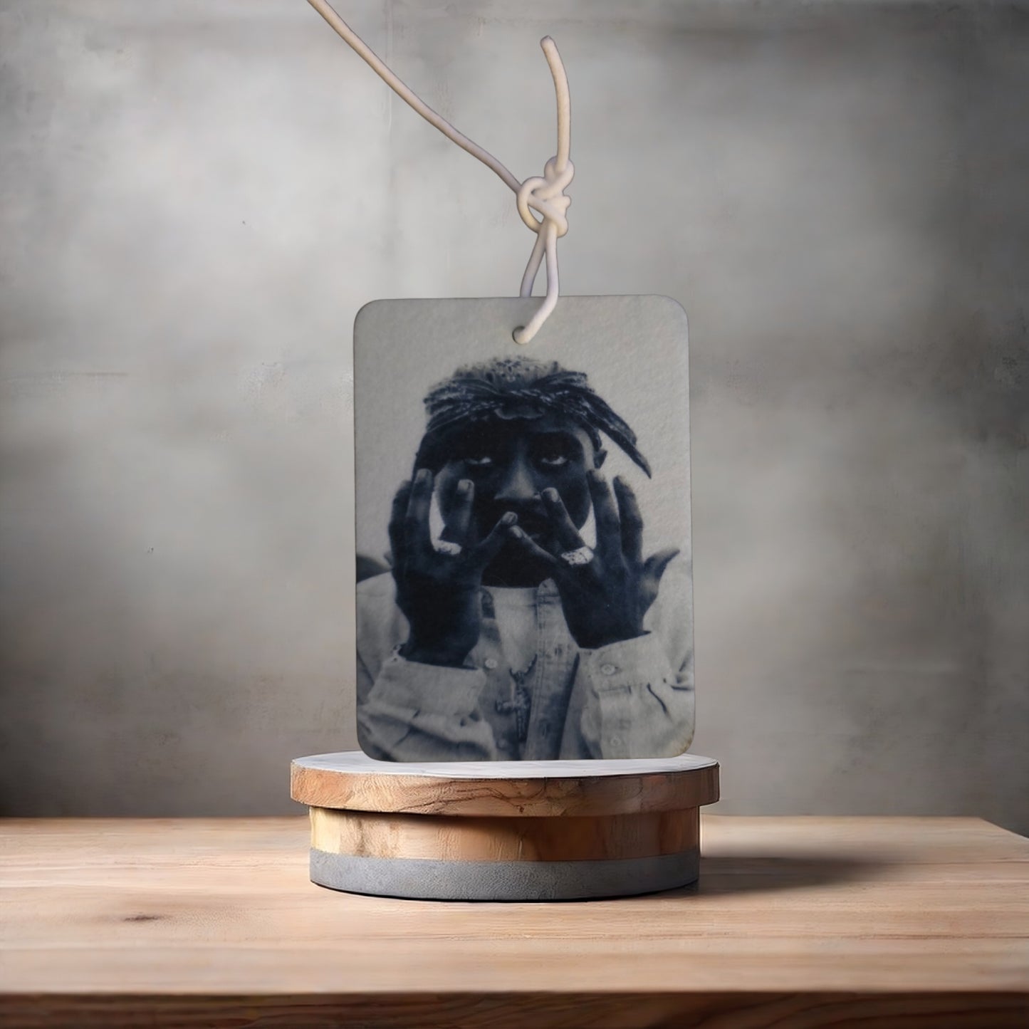 Tupac black and white car air freshener. Many scents to choose from.
