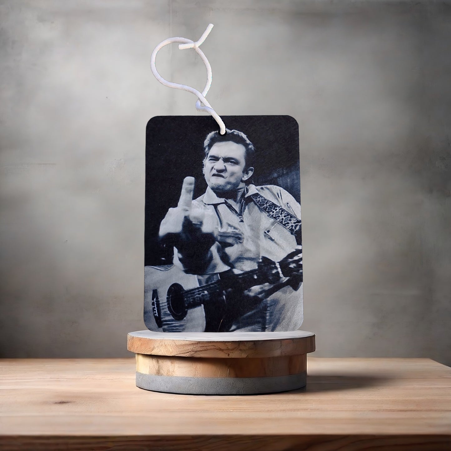 Johnny Cash middle finger car air freshener. Many scents to choose from.