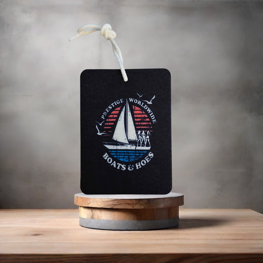 Stepbrothers Prestige Worldwide Boats and Hoes car air freshener. Many scents to choose from.