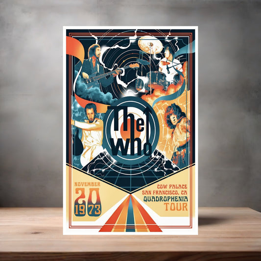 The Who 1973 concert poster on aluminum print. Multiple sizes available.