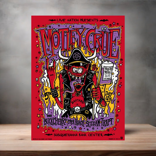 Motley Crue concert poster on aluminum print. Multiple sizes available.
