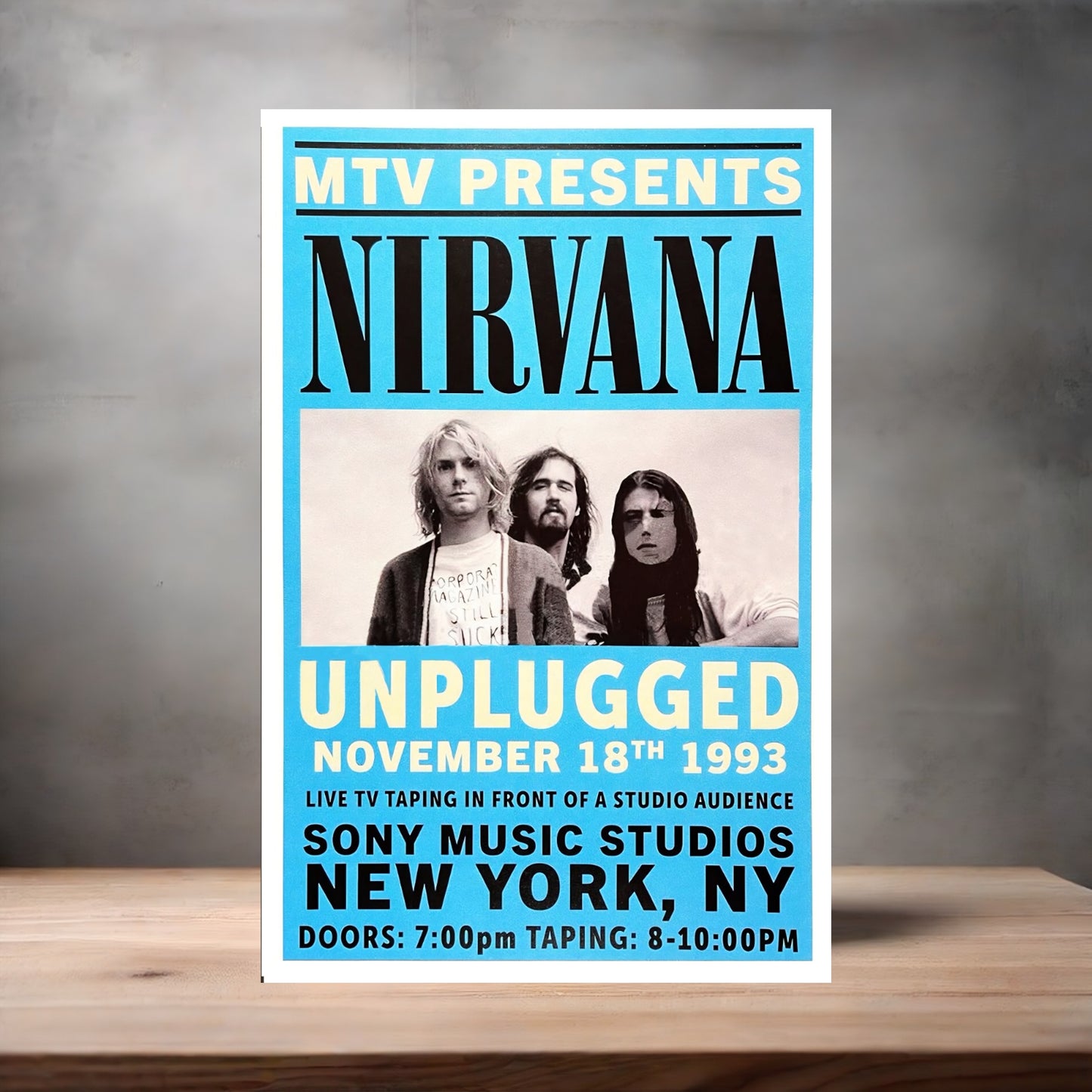 Nirvana Unplugged concert poster on aluminum print. Multiple sizes available.
