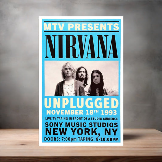 Nirvana Unplugged concert poster on aluminum print. Multiple sizes available.