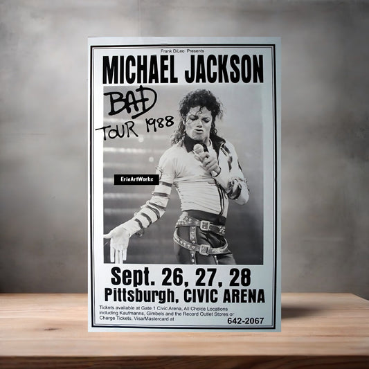 Michael Jackson 1989 Bad concert poster on aluminum print. Multiple sizes available.