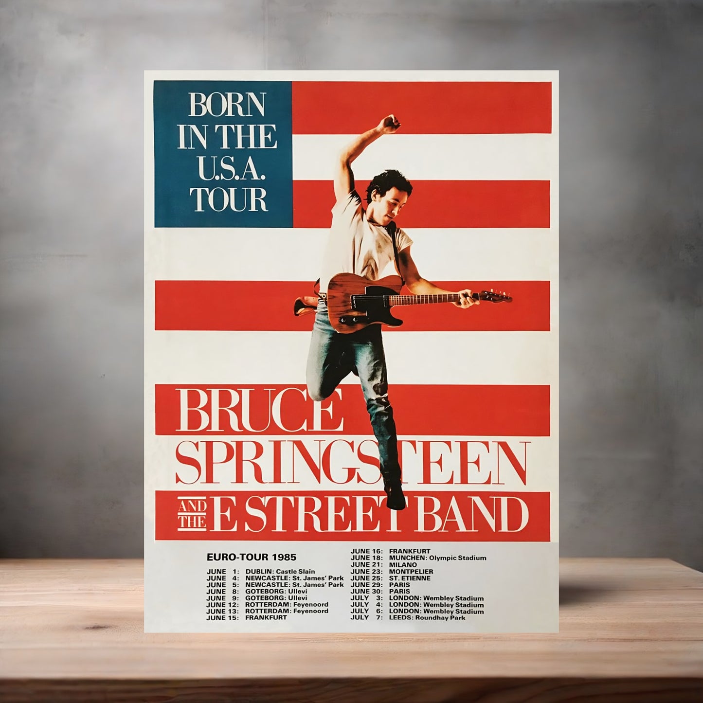 Bruce Springsteen Born in the USA tour poster on aluminum print. Multiple sizes available.