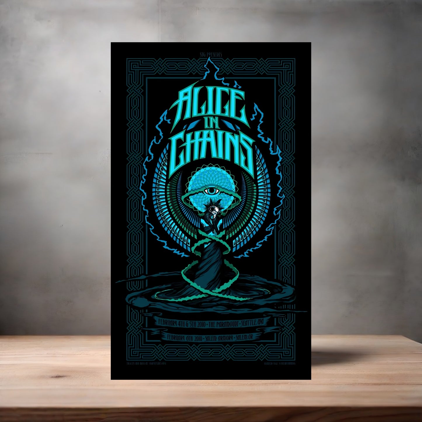 Alice in Chains concert poster on aluminum print. Multiple sizes available.