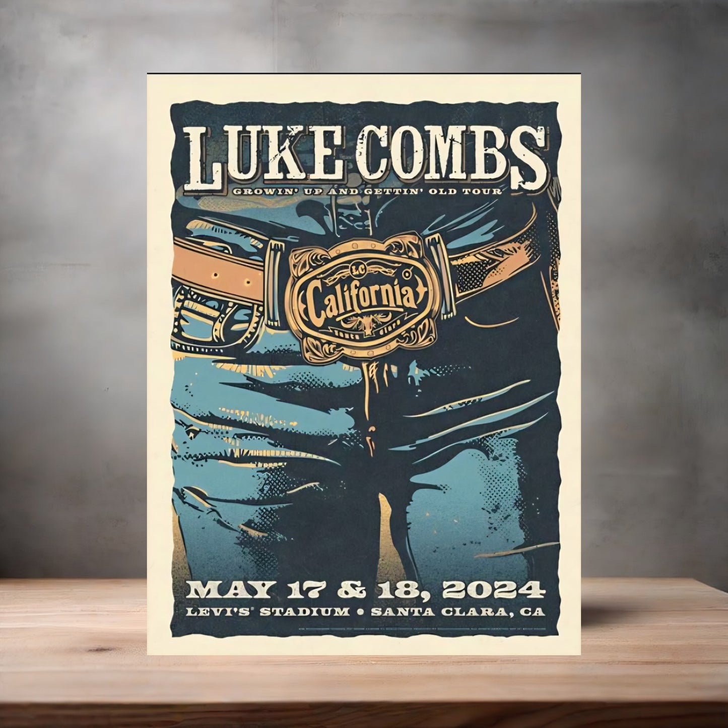 Luke Combs 2024 concert poster on aluminum print. Multiple sizes available.