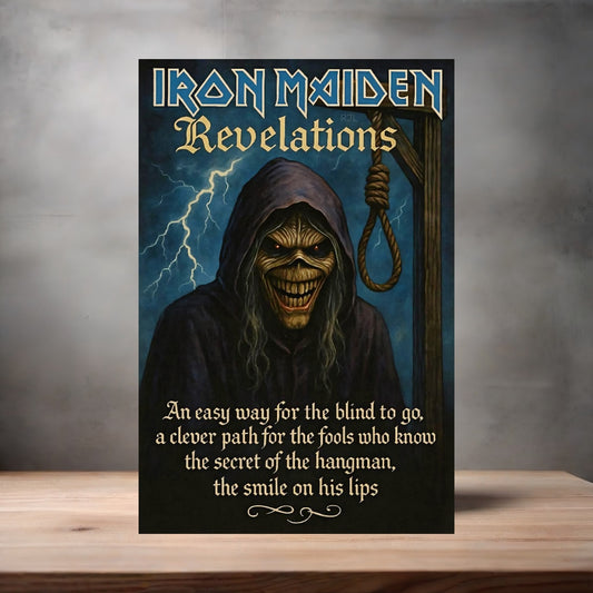 Iron Maiden Revelations poster on aluminum print. Multiple sizes available.