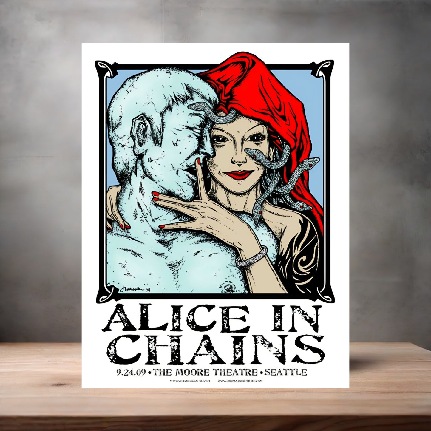 Alice in Chains 2009 Seattle concert poster on aluminum print. Multiple sizes available.