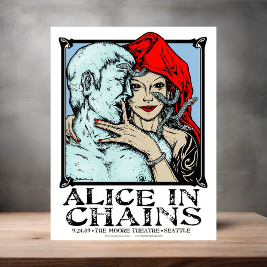 Alice in Chains 2009 Seattle concert poster on aluminum print. Multiple sizes available.