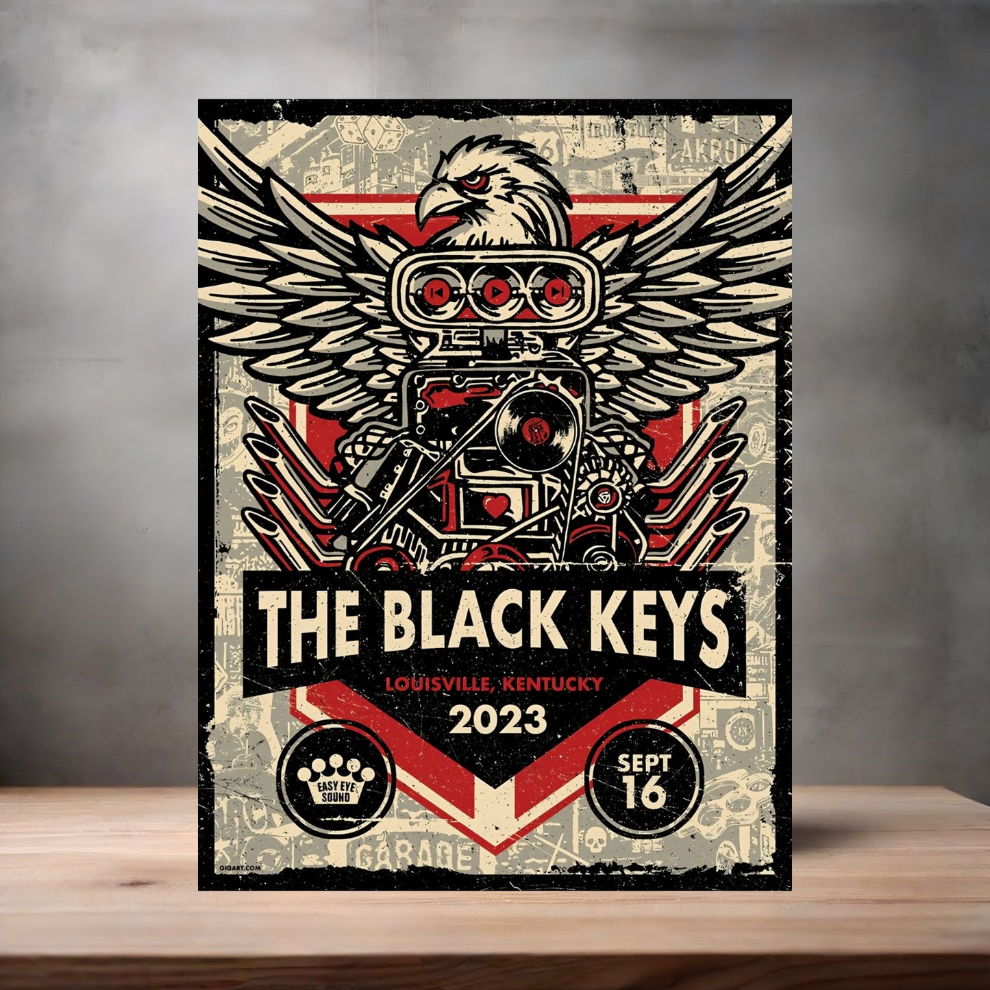 The Black Keys 2023 Louisville concert poster on aluminum print. Multiple sizes available.