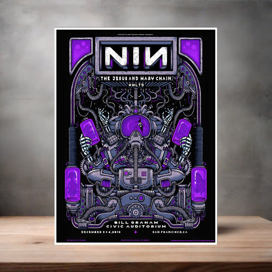 Nine Inch Nails SF concert poster on aluminum print. Multiple sizes available.
