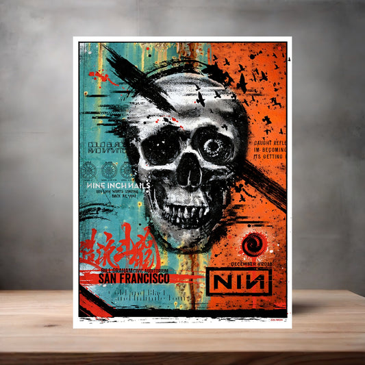 Nine Inch Nails San Francisco concert poster on aluminum print. Multiple sizes available.