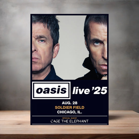 Oasis with Cage The Elephant Chicago concert poster on aluminum print. Multiple sizes available