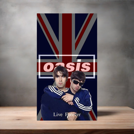 Oasis Live Forever poster on aluminum print. Multiple sizes available.
