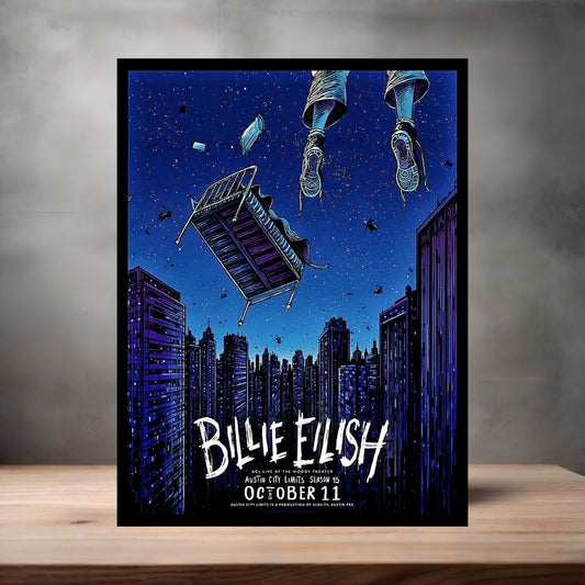 Billie Eilish Austin concert poster on aluminum print. Multiple sizes available